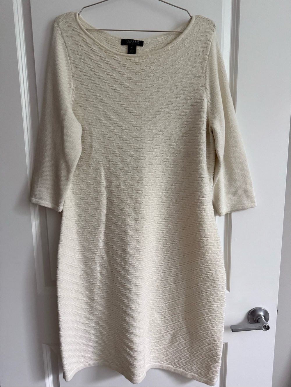 Ralph Lauren Cream Textured Midi Dress, XL